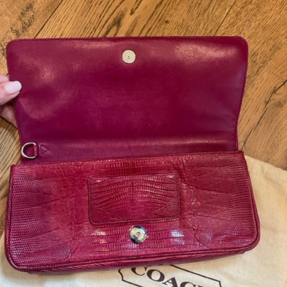 Coach Clutch Bag Genuine Alligator Clutch Magenta Italy 2001 HTF Rare Vintage - Picture 7 of 8